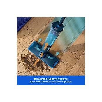 Philips OneUp 3000 Serisi Elektrikli Mop, Kablosuz, Bakterilere kar�� %99,9 etkili, 360 derece ba�l�k ile zahmetsiz kullan�m, XV3101/01