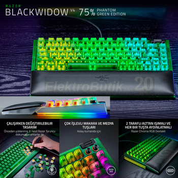 Razer BlackWidow V4 75% Phantom Green Ed. RZ03-05003300-R3M1 RGB TKL Tactile Switch Kablolu Mekanik Oyuncu Klavye