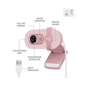 Logitech BRIO 100 Pembe 960-001623 Full HD Mikrofonlu Webcam