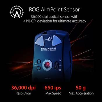 Asus ROG Keris Wireless AimPoint Siyah 36K Optik Kablosuz Oyuncu Mouse
