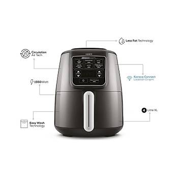 Karaca Connect Air Pro Cook XL 2 in 1 Uzaktan Eri�imli Airfryer Shadow Grey 4L