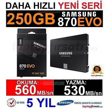 Samsung 870 EVO 250GB MZ-77E250BW 560MB-530MB/sn Sata3 2.5 SSD 5 YIL Samsung TURKIYE Garantili