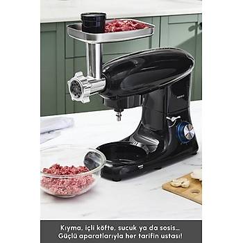 Karaca Multichef Stand Mikser Shiny Black Mutfak �efi 1900W 5,5 Lt (K�yma �ekme /sucuk-Sosis/i�li K�fte Aparatl�)