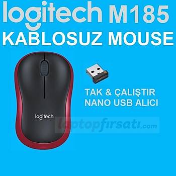 Logitech® M185 Nano Optik Kablosuz Mouse Kýrmýzý 910-002237