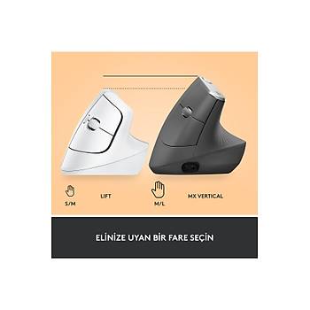 Logitech Lift BEYAZ 910-006475 Ergonomik Dikey Optik Kablosuz Mouse