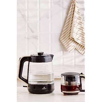 Karaca Glass Tea Xl 2 In 1 Cam Su Is�t�c� & �ay Makinesi Krem