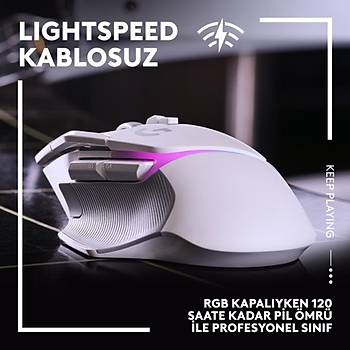 LOGITECHG G502 X PLUS KABLOSUZ HERO 25K SENSORLU RGB AYDINLATMALI OYUNCU MOUSE BEYAZ 910-006172