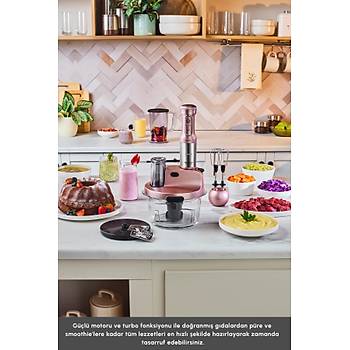 Karaca Mastermaid Prosteel Uzun Blender Ayakl� 6 B��akl� Cam Mutfak Robotu 2500W Rosegold