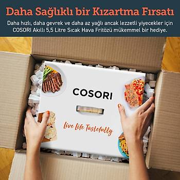 COSORI AKILLI SMART WI-FI UYGULAMA DESTEKLI PREMIUM 5.5LT 1700W DOKUNMATIK AIRFRYER SIYAH CS158-AF 