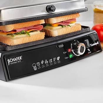 SCHAFER CONCEPT GRILL 2000 WATT TOST MAKINESI INOX