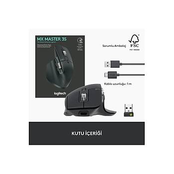 Logitech MX Master 3S Performans 8000 DPI Optik Sensrl Sessiz Kablosuz Mouse - Siyah 910-006559