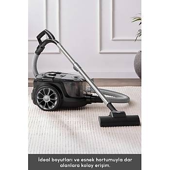 Karaca Vantuz High Force F2 Matte Black Silver Elektrikli S�p�rge
