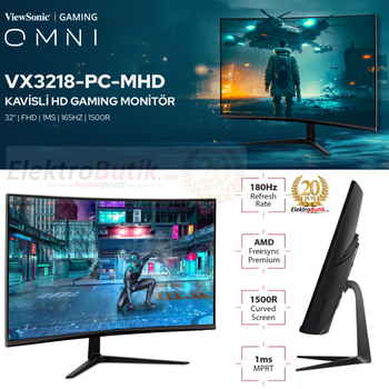 Viewsonic VX3218-PC-MHD 32 165Hz 1ms (Hdm+Display) Fhd Curved Monitr
