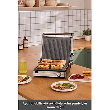 Karaca Biogranit Inox Tost Makinesi 2000 W 4 Kademe Pi�irme Ayarl� �elik G�vde Granit Izgara Plaka
