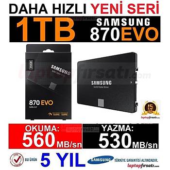 Samsung 870 Evo 1TB 560MB-530MB/s Sata 2.5 SSD (MZ-77E1T0BW) (5 Yýl Samsung Türkiye Garantili)