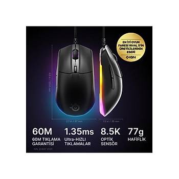 Steelseries Rival 3 Gen 2 Siyah SSM62515 RGB Optik Kablolu Oyuncu Mouse