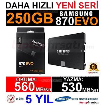 Samsung 870 Evo 250GB 560MB-530MB/s Sata 2.5 SSD (MZ-77E250BW) (5 Yl Samsung Trkiye Garantili) 