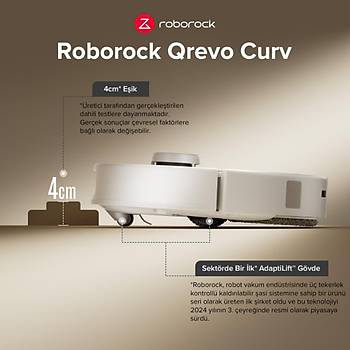 ROBOROCK QREVO CURV 18.500 Pa AKILLI ROBOT SUPURGE BEYAZ 2 YIL RESMI DISTRIBUTOR GARANTILI