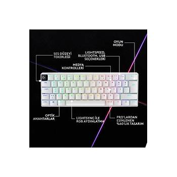 LOGITECH G PRO X 60 LIGHTSPEED KABLOSUZ OYUN KLAVYESI TKL 920-011930 BEYAZ