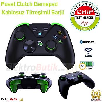 Pusat Clutch Titresim Geri Bildirimli Cift Mod Kablosuz Bluetooth ve 2.4 GHz Gamepad Siyah