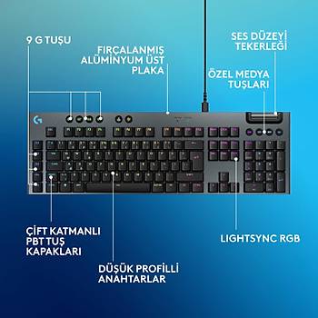Logitech G915 X GL Tactile Brown Switch RGB Kablolu Ingilizce Mekanik Gaming Klavye 920-012942