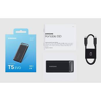 Samsung T5 EVO 4TB MU-PH4T0S 460MBSn USB 3.2 Harici Tasinabilir SSD Siyah 3 YIL Samsung TURKIYE Garantili