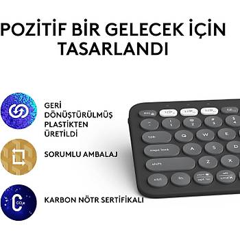 Logitech Pebble Keys 2 K380S 920-011859 Siyah TKL Q Kablosuz Klavye