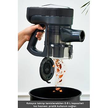 Karaca Vantuz Power UP Pro �arjl� Dikey S�p�rge Black Chrome