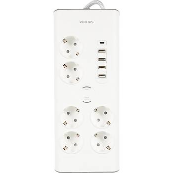 Philips SPN7060WA/62 6'l� 5 USB'li 2 m Anahtarl� Ak�m Korumal� Priz
