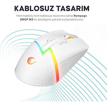 RAMPAGE DROP M3 BEYAZ OYUNCU MOUSE