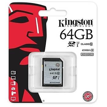 Kingston 64GB Class10 UHS-I SDXC Hafýza Kartý 45MB/s SD10VG2/64GB