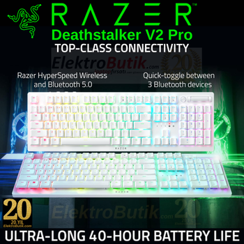 Razer DeathStalker V2 Pro Purple Switch ngilizce Kablosuz Beyaz Oyuncu Klavyesi RZ03-04363500-R3M1