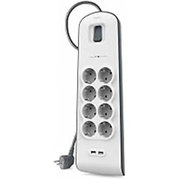 Belki Bsv804Vf2M Akm Korumal Uzatma Priz,8 kl Priz,2,4A kl Iki (2) Adet Usb Balat Okt