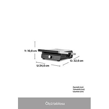 Homend Grilliant 1346H D�k�m Plakal� 4 Dilim Tost ve Izgara Makinesi Inox 2000 W