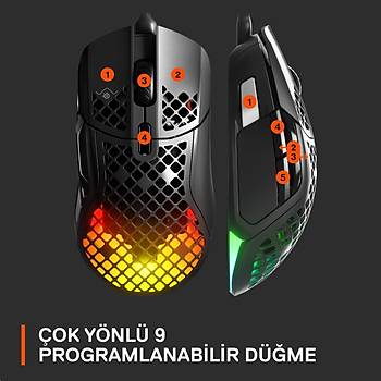 Steelseries Aerox 5 Siyah Kablolu SSM62401 RGB Optik Oyuncu Mouse