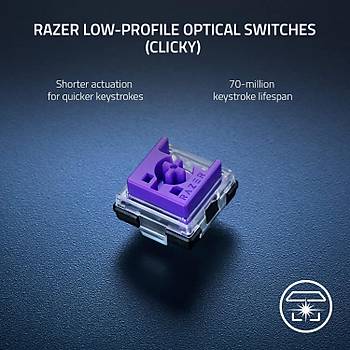 Razer DeathStalker V2 Pro Purple Switch ngilizce Kablosuz Beyaz Oyuncu Klavyesi RZ03-04363500-R3M1