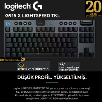 Logitech G915 X Lightspeed TKL Siyah 920-012757 Kablosuz Mekanik Oyuncu Klavye