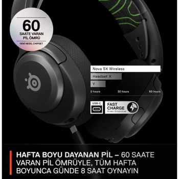 Steelseries Arctis Nova 5X Siyah SSH61676 Kablosuz Oyuncu Kulakl�k 2 YIL STEELSERIES TURKIYE GARANTILIDIR