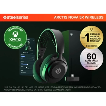 Steelseries Arctis Nova 5X Siyah SSH61676 Kablosuz Oyuncu Kulakl�k 2 YIL STEELSERIES TURKIYE GARANTILIDIR