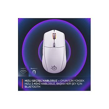 SteelSeries Rival 3 Gen 2 Kablosuz SSM62524 Optik 6 Tu� 8500DPI Beyaz Kablolu Gaming (Oyuncu) Mouse