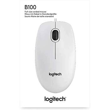 Logitech B100 Kablolu USB Mouse - Beyaz 910-003360