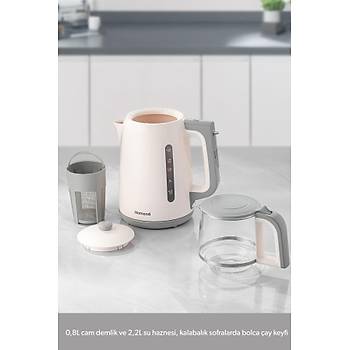 Homend 1756H 1800 W Cam Demlikli Beyaz �ay Makinesi