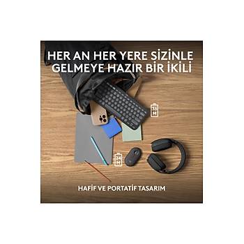 Logitech 920-012245 Grafit Pebble 2 Combo �oklu Sessiz Kablosuz T�rk�e Q Klavye Mouse Seti