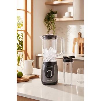 Karaca S�rahili Blendfit Go 1000 ml+600 ml Antrasit Buz K�r�c�l� �ift Hazne Smoothie Blender Set