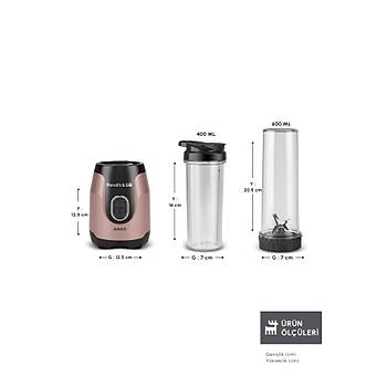 Karaca Blendfit Go Rosegold Personal Ki�isel Smoothie Blender Buz K�r�c�l� �ift Hazne  600ml & 400ml
