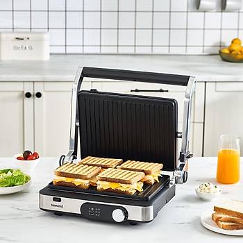 HOMEND GRILLIANT 1347H INOX GOVDELI DOKUM PLAKALI TOST VE IZGARA MAKINESI