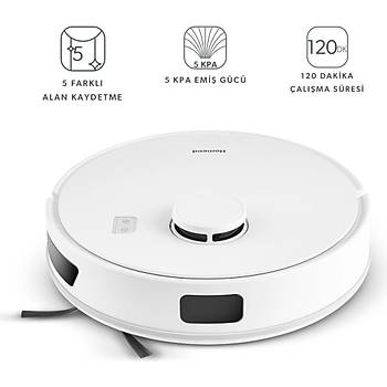 HOMENDALEX LASER 1291H MOPLU VE HARITALAMALI 5 KPA ROBOT SUPURGE BEYAZ 2025