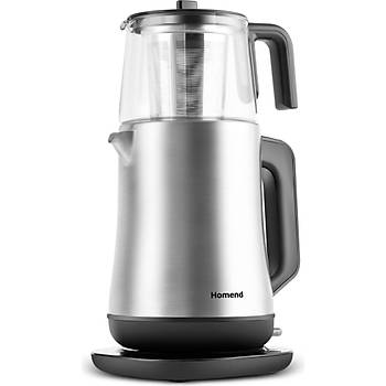 Homend Royaltea Elegant 1777H Inox Cay Makinesi 1800W 1,7lt Celik Isitici 1Lt. Cam Demlik 
