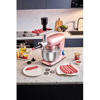 Karaca Multichef Pembe Stand Mikser Rosegold Mutfak �efi 1900W 5,5 Lt (K�yma �ekme /Sucuk-Sosis/��li K�fte Aparatl�)