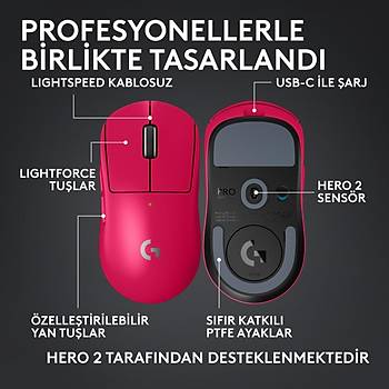 Logitech G PRO X Superlight 2C Pembe 910-007546 44K Lightspeed Hero 2 Optik �arjl� 51gram Kablosuz Oyuncu Mouse